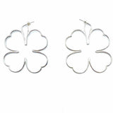Chanel 1990's .925 Sterling Silver Drop Clover Earrings