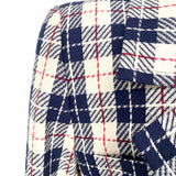 Saint Laurent rive gauche Cream Navy Size 40/8 Wool Plaid Made in France Blazer