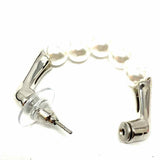 Natasha Ivory Silver Tone Hoop Faux Pearl Earrings