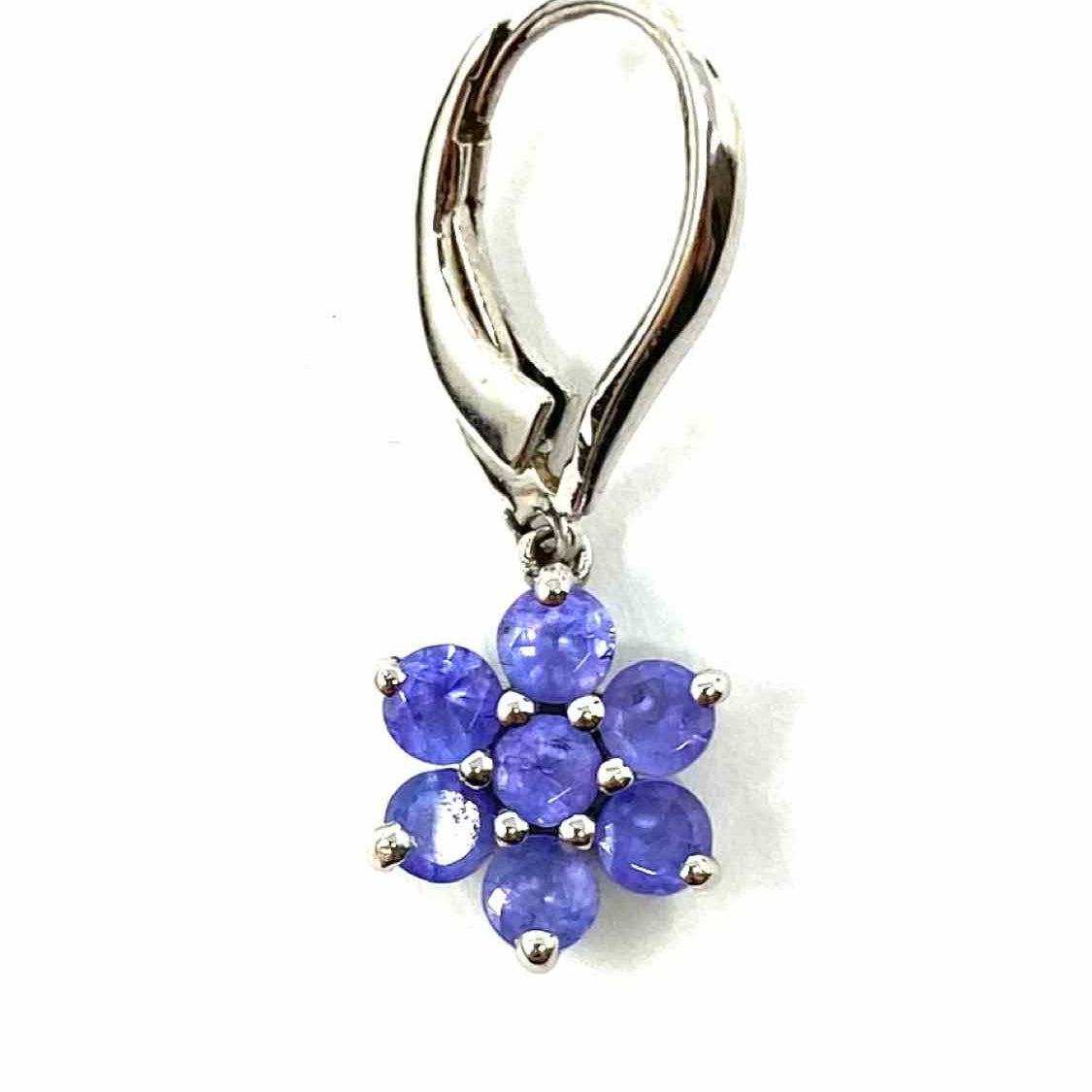 Angara 14K White Gold Purple Dangle 1" Floral Blue Tanzanite Earrings