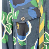 Tory Burch Portia Women's Green Navy Size L Long Sleeve Floral Dress