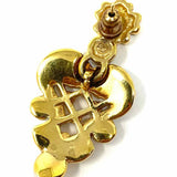 Swarovski Gold Tone Dangle Heart Crystal Earrings