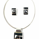 Estate Meander Spiral Square .925 Sterling Silver Made in Mexico Jewelry Set