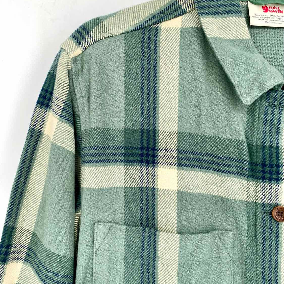 FJALLRAVEN Women's Singi Flannel Green Size S Button Down Plaid Long Sleeve