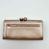 Ted Baker Bobble Matinee Rose Gold Kisslock Pebbled Leather Wallet