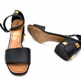 VALENTINO GARAVANI Women's Black Size 38.5/8.5 Roman Stud Leather Sandals