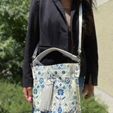 Patricia Nash Otavia White Black Bucket Floral Leather Satchel