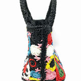 Prada Metal Triangle Top Handle Tote Raffia Multi-Color Tote Circle Satchel