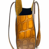 Claudia Firenze Caramel Round Croc Embossed Leather Tote