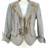 Kitz Heimat Women's Gray Size 44/L Wool Rabbit Fur Detail Jacket