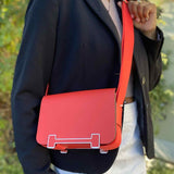 Hermes 2025 Geta in Chevre Mysore Red Flap Leather Crossbody