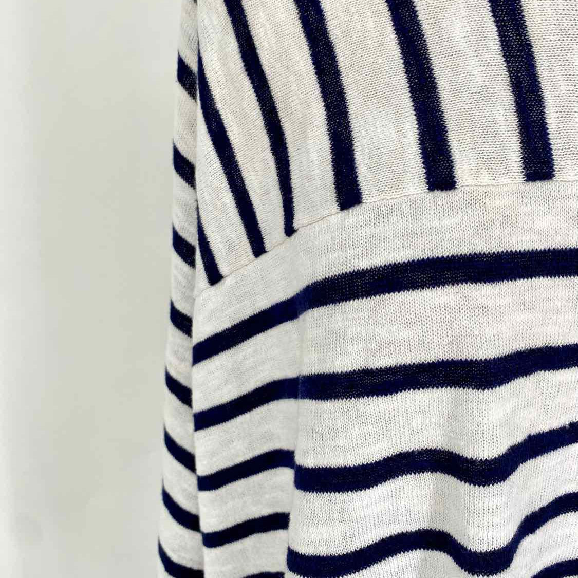 Eileen Fisher Women's Navy/White Size 3X Scoop Neck Stripe Long Sleeve
