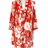 Diane Von Furstenberg Layla Women's Red White Size 0 3/4 Sleeve Floral Dress