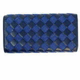Bottega Veneta 2023-24 Large Flap Blue Intrecciato Leather Made in Italy Wallet