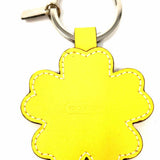 Coach Rare Canvas White Yellow Flower Leather Key Chain