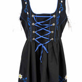 Edelweiss Creek Women's Black White Blue Size 14 Dirndl Dress