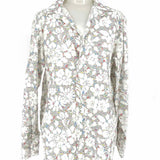 Frank & Eileen Women's White Multi-Color Size M Button Down Cotton Long Sleeve
