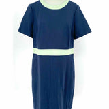 Tory Burch Women's Blue Size XL Knee Length Color Block Short Sleeve Dress