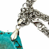 Statement Teal Silver Tone Pendant 21" Peace Sign Necklace