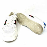Gucci Men's White Shoe Size 9 Leather Web Accent Sneakers