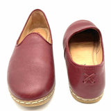 Charix Women's Red Size 5 Round Toe Leather Flats