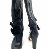 RED VALENTINO Women's Black Size 38/7.5 Block Heel Leather Bow Boots