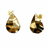 Estate 14K Yellow Gold Teardrop 1.25" Leaf Earrings