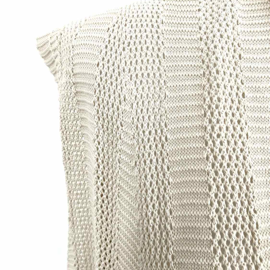 Lafayette 148 Women's Beige Size L Sleeveless Knit Open Front Cardigan