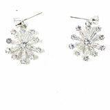 Natasha Silver Dangle 1" Snowflake Crystal Earrings