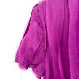 LANVIN Women's Fuchsia Size S Silk Pleated Short Sleeve Top