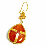 AJS Design Studio 22K GP Red Blue Gold Dangle Teardrop Earrings