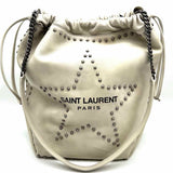 Saint Laurent 2019 Star Teddy Off White Bucket Studded Leather Shoulder Bag