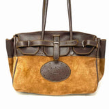 Homer Montecito CaryAll Suede Brown Oversized Color Block Leather Tote
