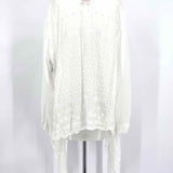 johnny was Kallia Women's White Size 2X Open Front Eyelet Kimono