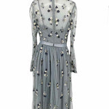 Needle & Thread Women's Gray Size 10 Layered Mesh Sequined Dress