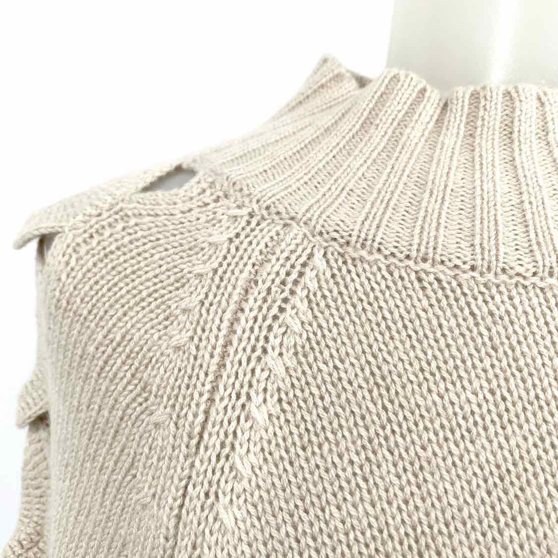 Donna Karan Women's Beige Size XS Cut Out Wool Blend Knit Sweater