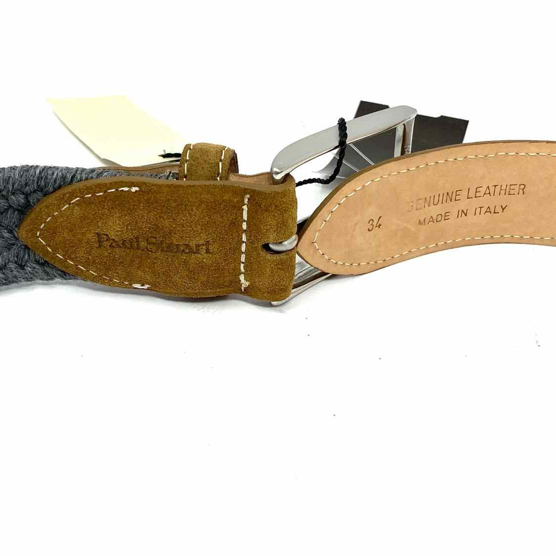 Paul Stuart Waist Size 34 Gray Woven Belt