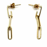 Estate 14K Yellow Gold Dangle Chain Diamond Earrings