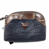 Brighton Leather Black Zip-Around Heart Pebbled Leather Coin Purse
