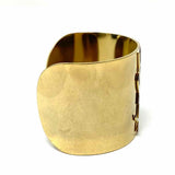 Saint Laurent YSL Cassandre Metal Gold Tone Wide Logo Cuff Bracelet