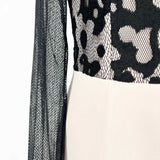 KAREN MILLEN Women's Black Beige Size 10 sheath Mesh Overlay Dress