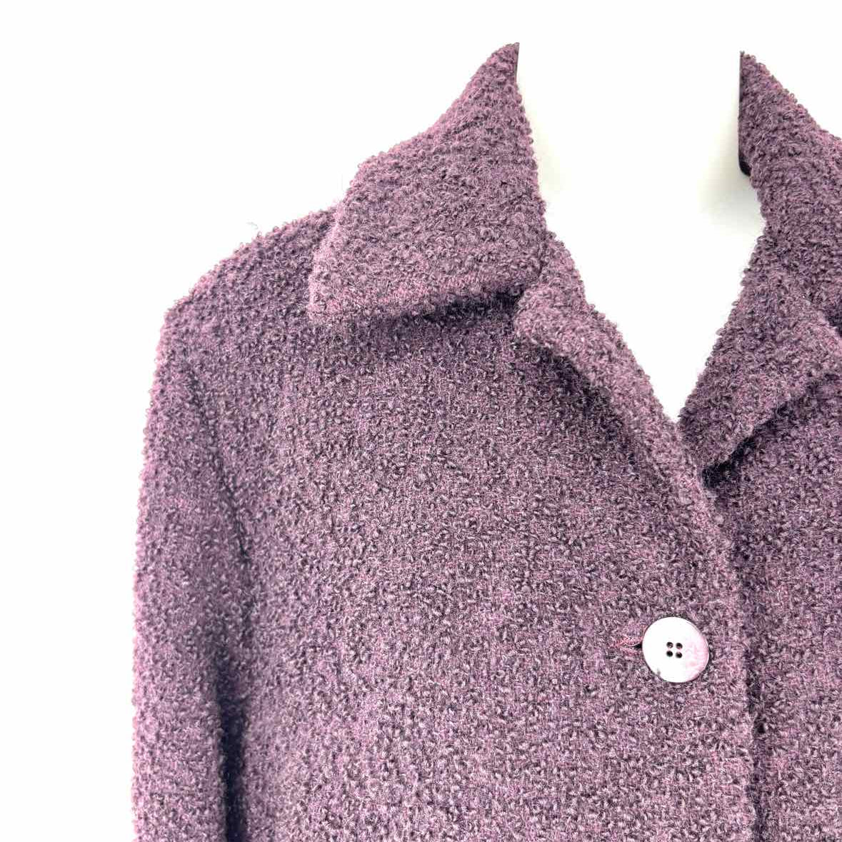 Eileen Fisher Women's Eggplant Size M Collared Tweed Jacket