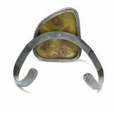 Estate 925 Sterling Silver Green Asymmetric Dendritic Stone Bangle