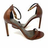 Stuart Weitzman Women's Brown Size 9 Stiletto Leather Braided Sandals
