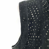 My Tribe Women's Black Size M Asymmetrical Suede Perforated Vest
