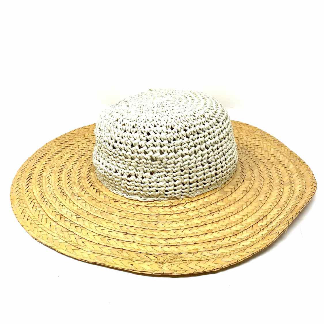 Raffia Beige / Gray Woven Color Block Sun Hats