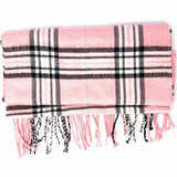 Cashmere Collection Acrylic Pink Long Plaid Scarf