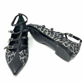 Saint Laurent Zapatos planos con tiras en negro/plateado para mujer talla 36/6