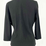 Ann Taylor Women's Black Size M Faux Wrap Cashmere Sweater