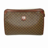 Celine Vintage Coated Canvas Brown Zip Macadam Clutch
